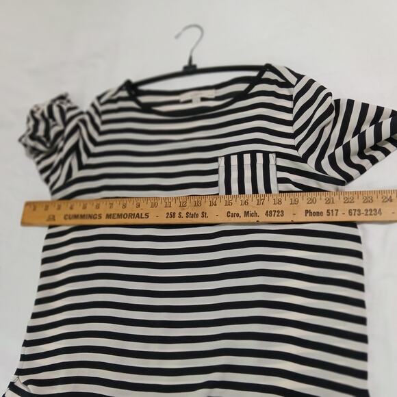 Ann Taylor LOFT medium petite adjustable sleeve black and white tunic easy care - Picture 8 of 12